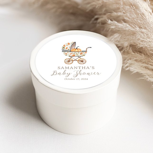 Sticker Rond Un Petit Baby shower Citrouille Favoriser Les Stic (Créateur téléchargé)