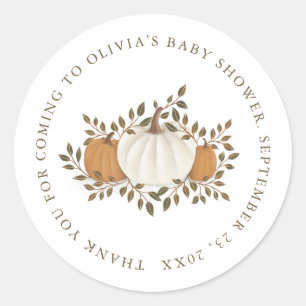 Sticker Rond Un Petit Baby shower Citrouille Privilégie Le Merc