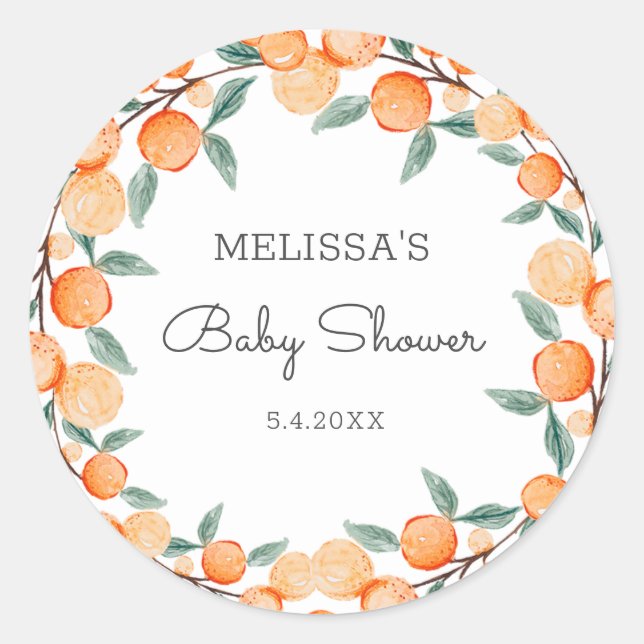 Sticker Rond Un petit Baby shower Citrus (Devant)