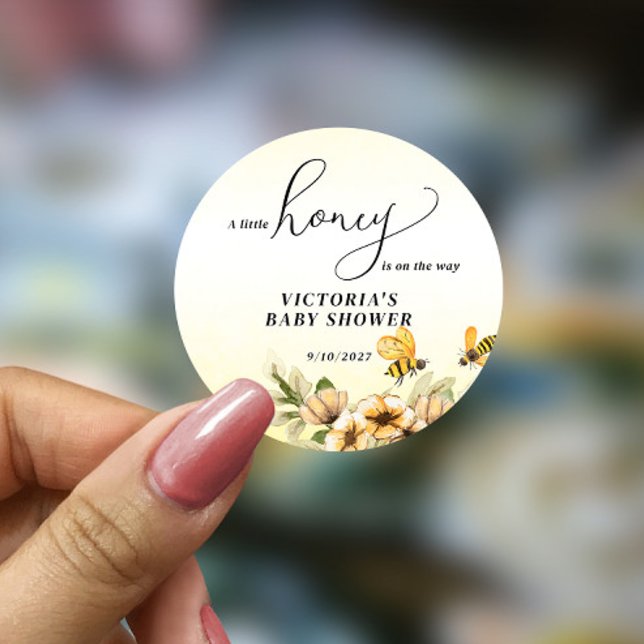 Sticker Rond Un petit Baby shower d'abeille au miel (Créateur téléchargé)