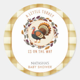 Sticker Rond Un petit Baby shower d'automne d'Action de grâces