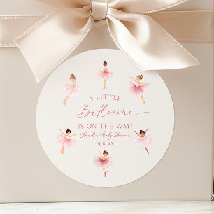 Sticker Rond Un petit Baby shower de ballet rose Ballerina