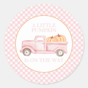 Sticker Rond Un petit baby shower de camion rose clair Citrouil