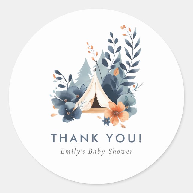 Sticker Rond Un Petit Baby shower De La Forêt De Camper (Devant)