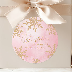 Sticker Rond Un petit Baby shower de Wonderland Winter Flocon d