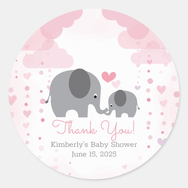 Sticker Rond Un petit Baby shower d'éléphant d'arachide (Devant)