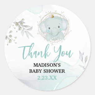 Sticker Rond Un petit Baby shower éléphant