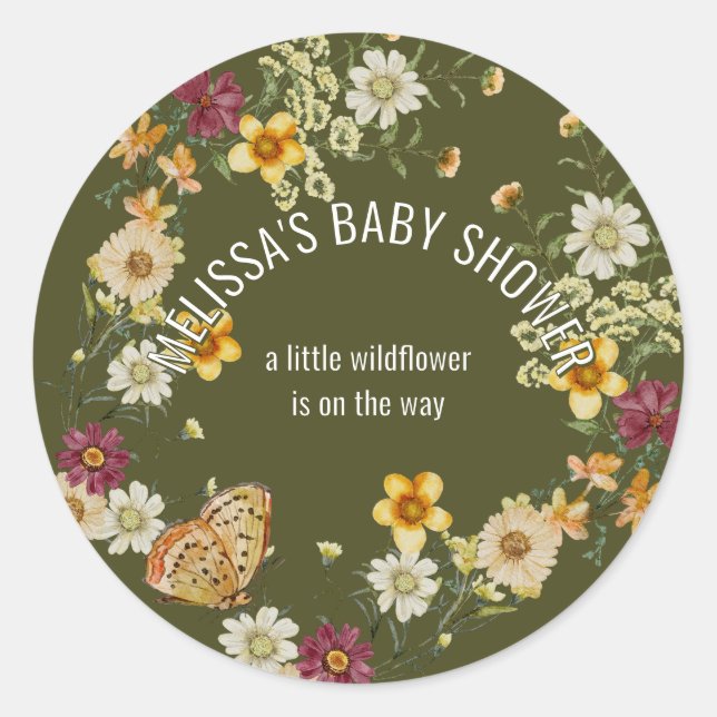 Sticker Rond Un petit baby shower fleur sauvage (Devant)