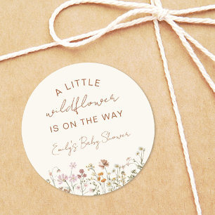 Sticker Rond Un Petit Baby shower Fleur sauvage À Bloom Boho