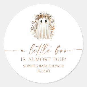 Sticker Rond Un petit Baby shower Fleur sauvage Boo Boho Ghost