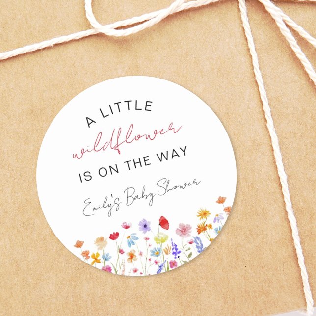 Sticker Rond Un Petit Baby shower Fleur sauvage En Floral Fleur (Créateur téléchargé)