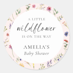 Sticker Rond Un Petit Baby shower Floral Rose Fleur sauvage