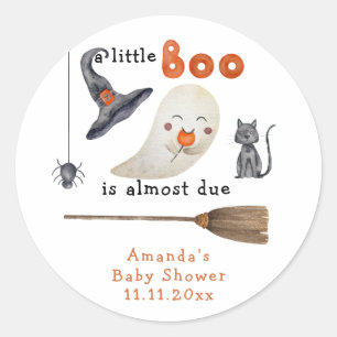 Sticker Rond Un petit Boo est presque là Baby shower