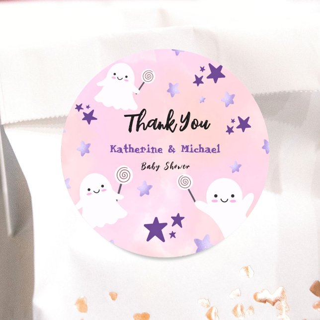 Sticker Rond Un Petit Boo | Halloween Baby shower fille (Créateur téléchargé)