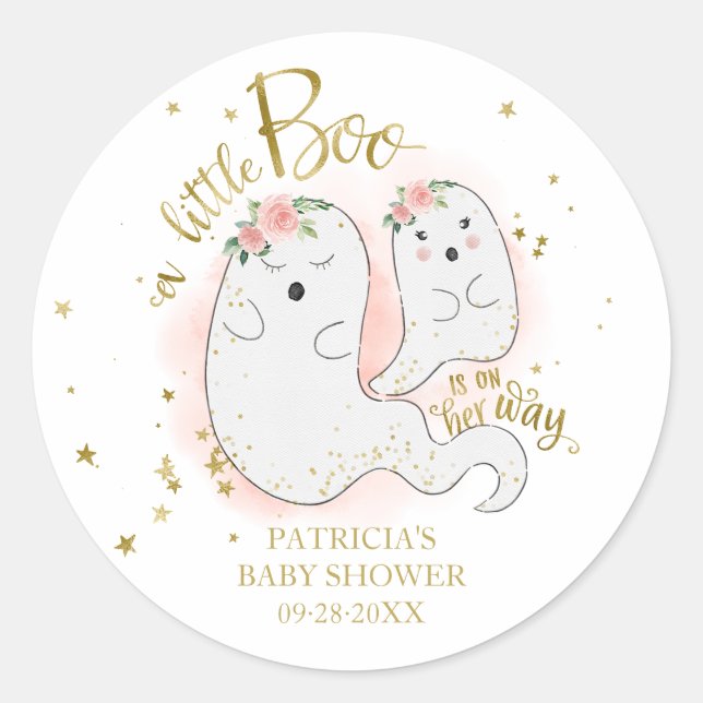 Sticker Rond Un Petit Boo Joli Baby shower Fille Halloween (Devant)