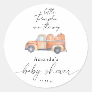 Sticker Rond "Un petit citrouille est en route" baby shower d'a