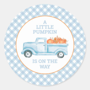 Sticker Rond Un petit Citrouille sur le chemin baby shower cami