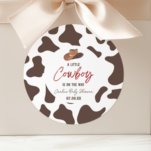 Sticker Rond Un petit cow-boy rodéo rodéo Baby shower occidenta (Créateur téléchargé)