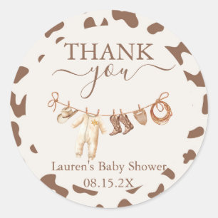 Sticker Rond Un petit garçon Baby shower Cowboy