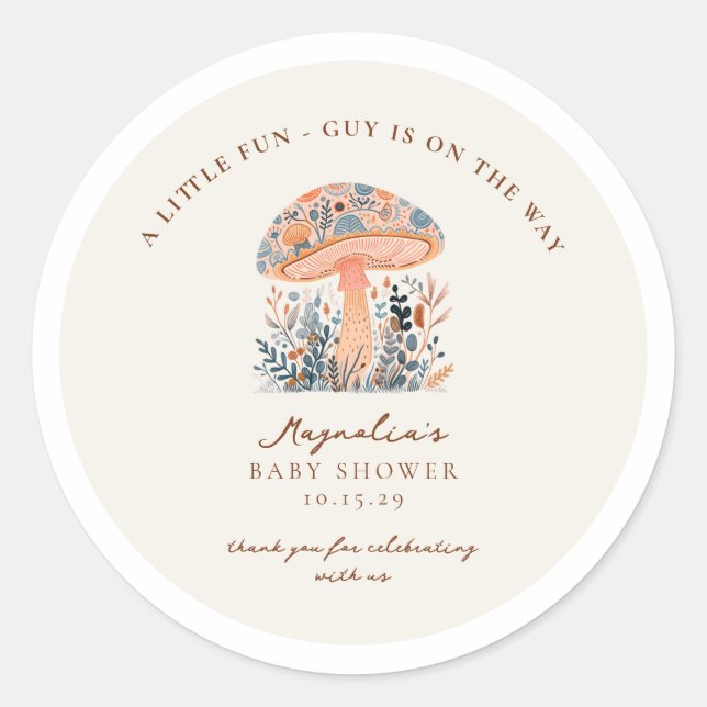 Sticker Rond Un petit gars amusant arrive Baby Shower  Classi (Devant)