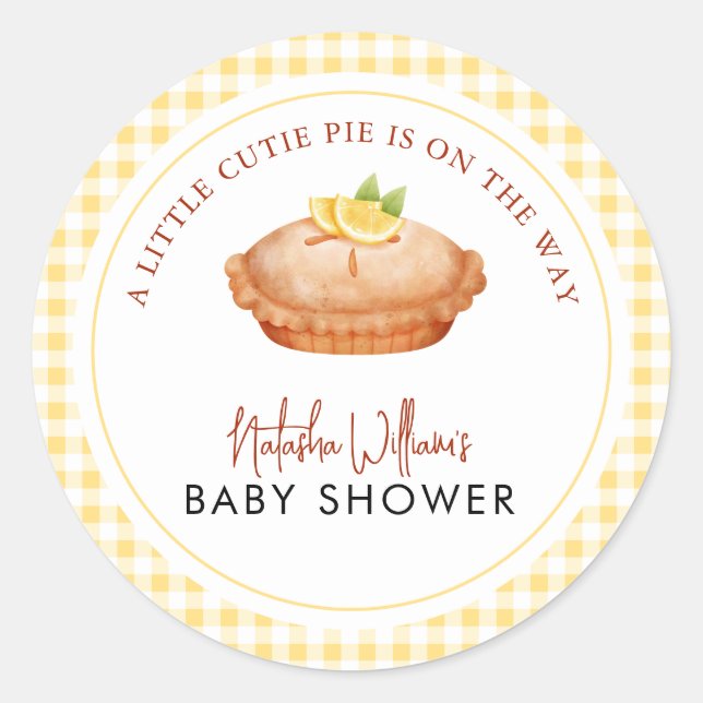 Sticker Rond Un petit gâteau est en chemin baby shower (Devant)