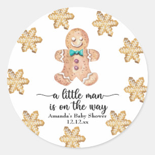Sticker Rond Un petit homme est en route ! cookies de Noël