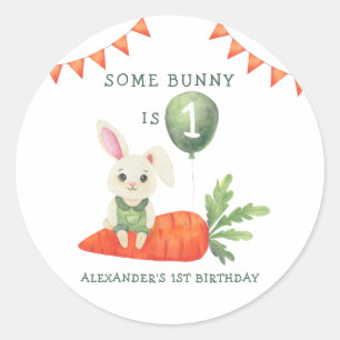 Sticker Rond Un petit lapin a un anniversaire