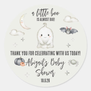 Sticker Rond Un petit livre est presque dû ! Baby shower d'Hall