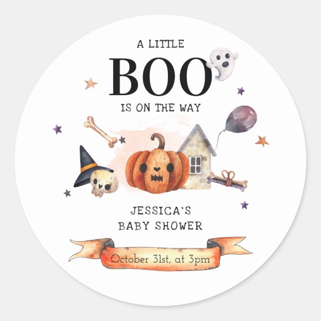 Sticker Rond Un petit livre sur le chemin Baby shower Halloween (Devant)