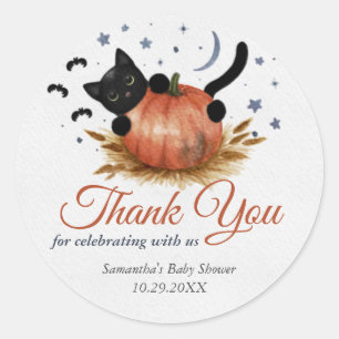 Sticker Rond Un petit Merci Baby shower Citrouille