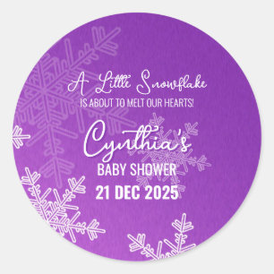 Sticker Rond Un petit Motif minimaliste de neige violette