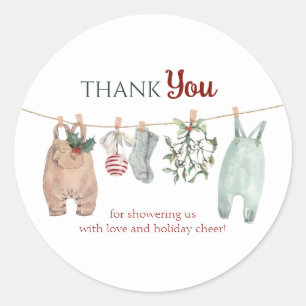 Sticker Rond Un petit Noël joyeux Vêtements Merci