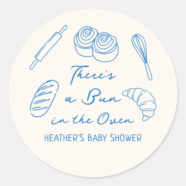 Sticker Rond Un petit pain dans le Baby shower du pain au four (Devant)