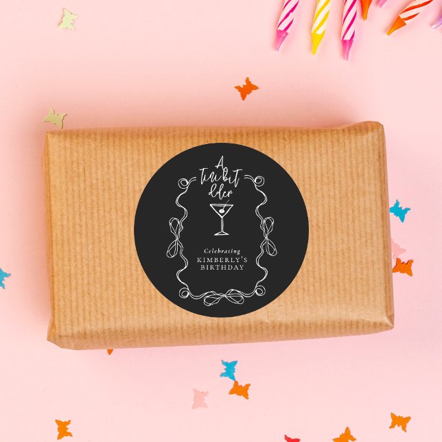 Sticker Rond Un Petit Peu Plus Vieux Martini Noir Anniversaire (Créateur téléchargé)