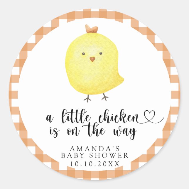 Sticker Rond Un petit poulet est en route - Baby shower (Devant)