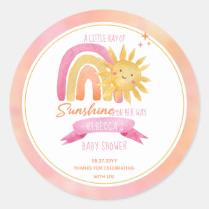 Sticker Rond Un petit rayon de soleil Baby shower fille
