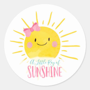Sticker Rond Un petit rayon de soleil noeud rose favori de dess