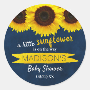 Sticker Rond Un Petit Tournesol Est En Route ! Baby shower
