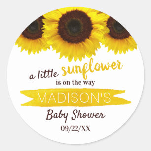 Sticker Rond Un Petit Tournesol Est En Route ! Baby shower