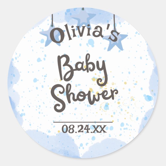 Sticker Rond Un peu de joie : Baby shower d'aquarelle (Devant)