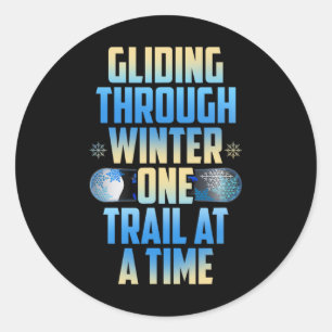 Sticker Rond Un Piste À La Fois À L'Hiver