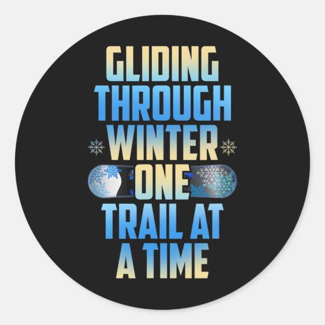 Sticker Rond Un Piste À La Fois À L'Hiver (Devant)