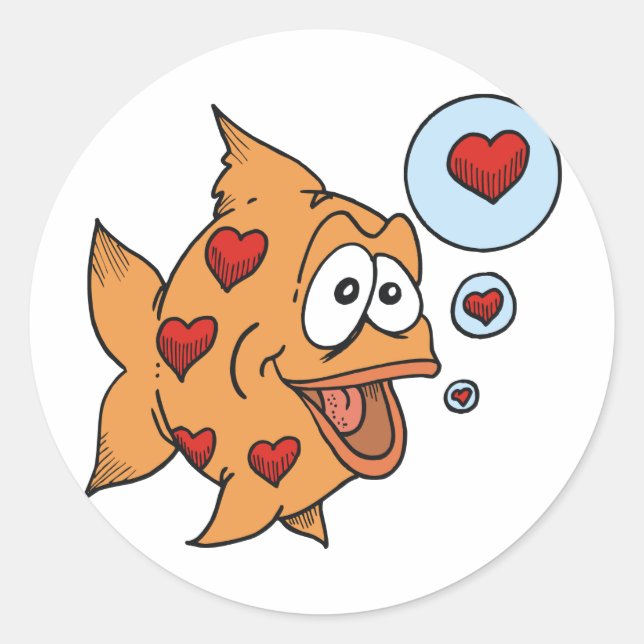 Sticker Rond Un poisson amoureux - (Devant)