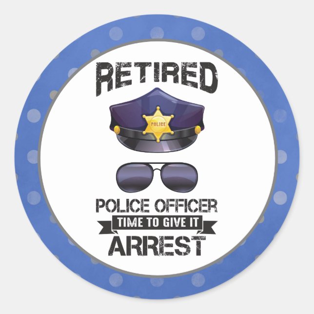 Sticker Rond Un Policier Drôle-Donne-Le Arrestation (Devant)