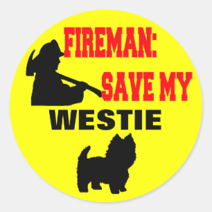 Sticker Rond Un pompier sauve mon chien Westin Sécurité incendi