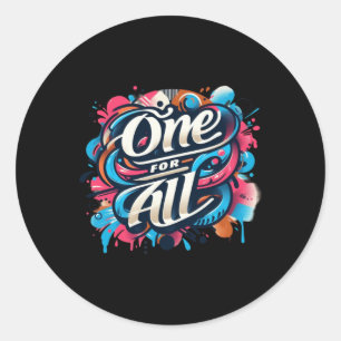 Sticker Rond Un Pour Tous Une Tapisserie De Connexion Humaine E