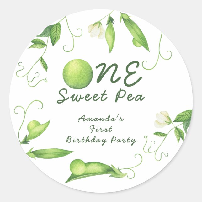 Sticker Rond Un premier anniversaire de Sweet Pea (Devant)