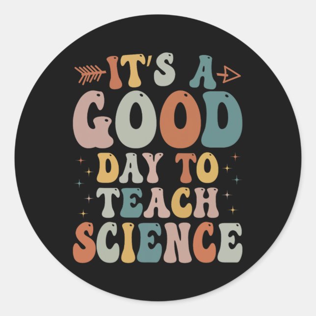 Sticker Rond Un Professeur De Sciences Donne Un Bon Jour À L'En (Devant)