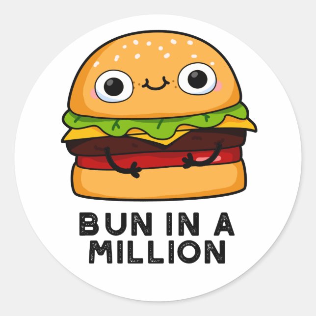 Sticker Rond Un Pun Dans Un Million Drôle De Burger Pun (Devant)