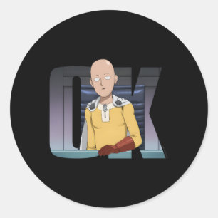 Sticker Rond Un Punch Saitama Ok